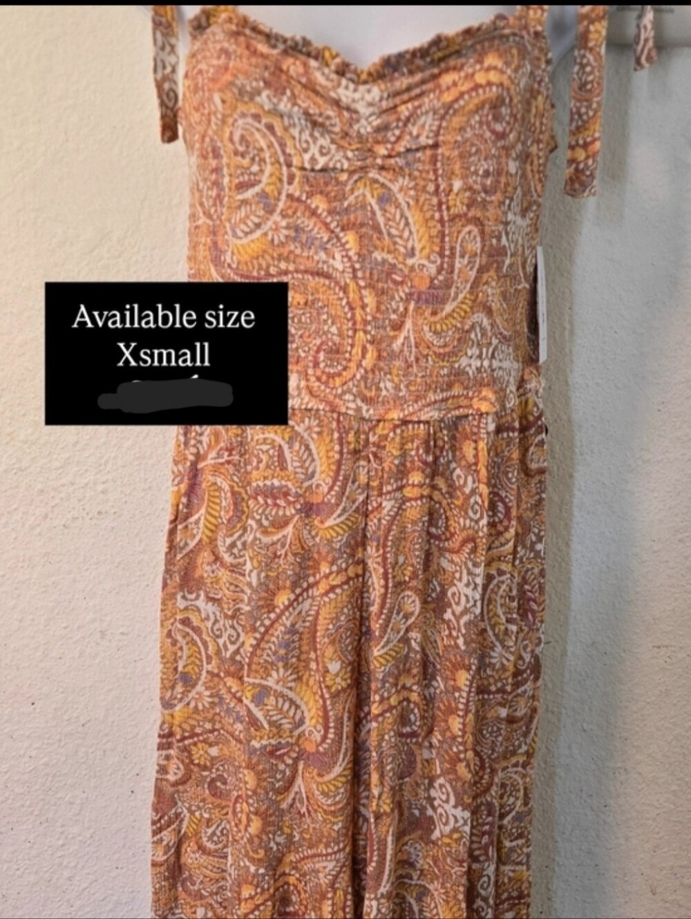 Jessica Simpson Rust and Yellow Paisley Strapless Pantsuit